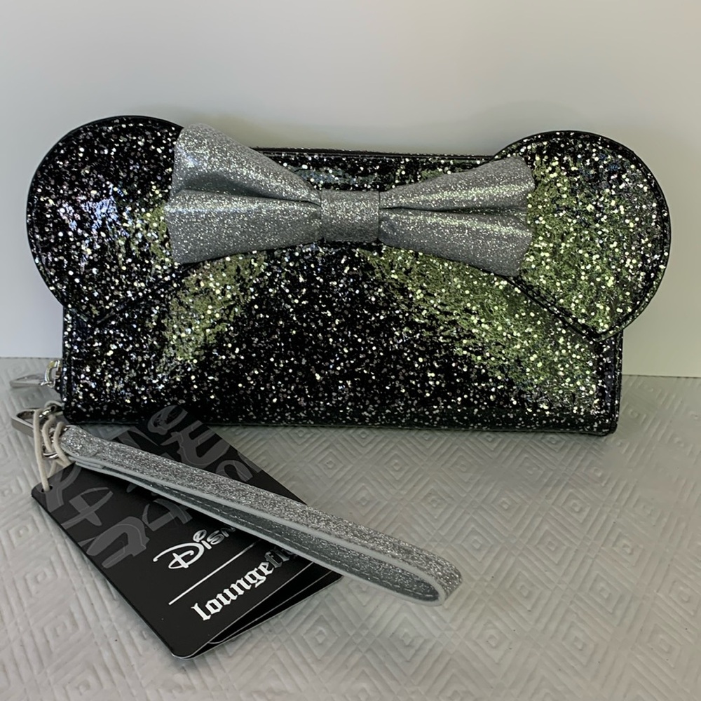Loungefly x Disney Minnie Mouse Glitter Zip Around Sequin Wristlet Wallet